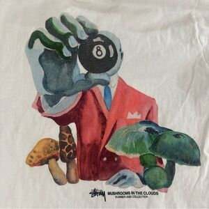 Stussy White Tee with Black Text Design